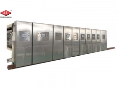 เครื่องพิมพ์เฟล็กโซสล็อตเตอร์เครื่องตัดตาย gluer โฟลเดอร์แบบอินไลน์